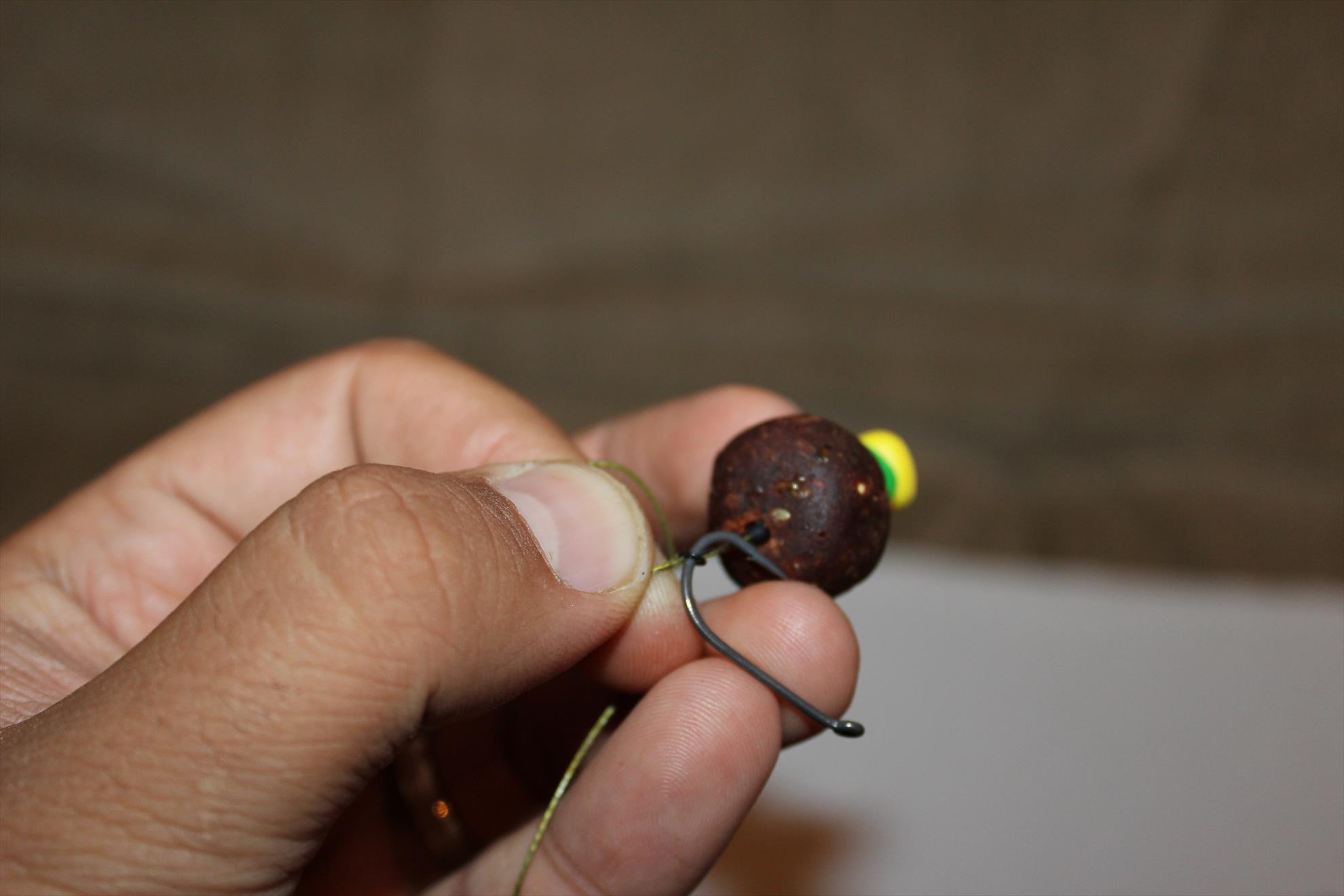 O montura de vara.. - Se introduce carligul cu varful spre momeala prin anou (pt o astfel de montura eu prefer un carlig de tip Long Shank)